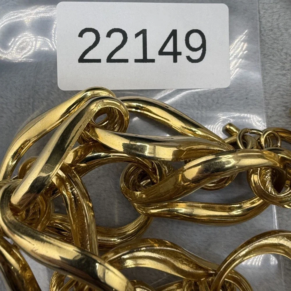 Vintage Chunky Necklace Gold Tone Statement 19" - Picture 6 of 6